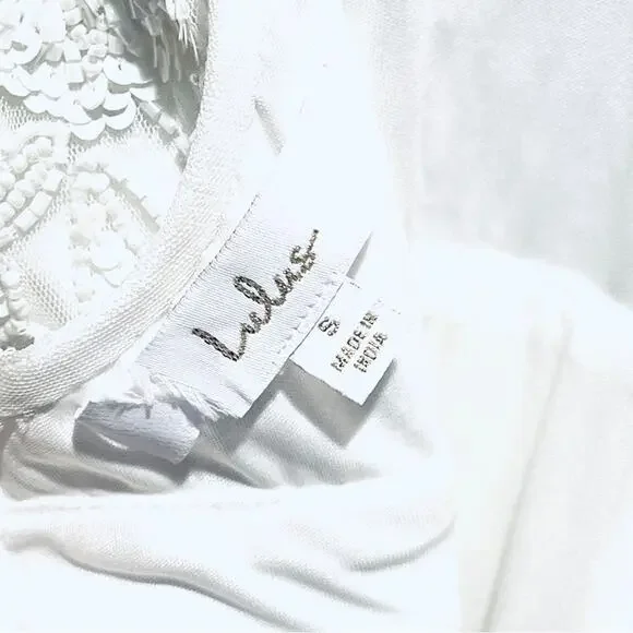 Lulus Simple Romance White Beaded Sequin Mermaid Maxi Dress NWOT Small - Picture 6 of 9